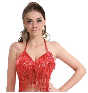 Adult Sequin Fringe Top in Red