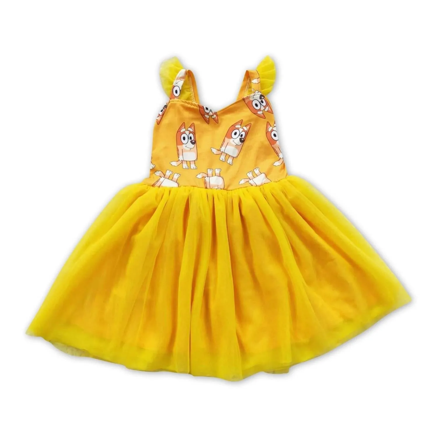 Aier Wholesale - Girls Brown Dog Tulle Dress