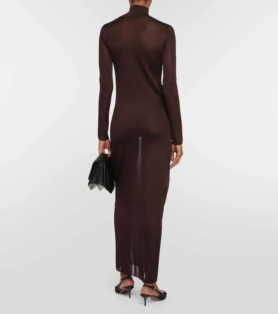 Alaia High-neck knit maxi dress