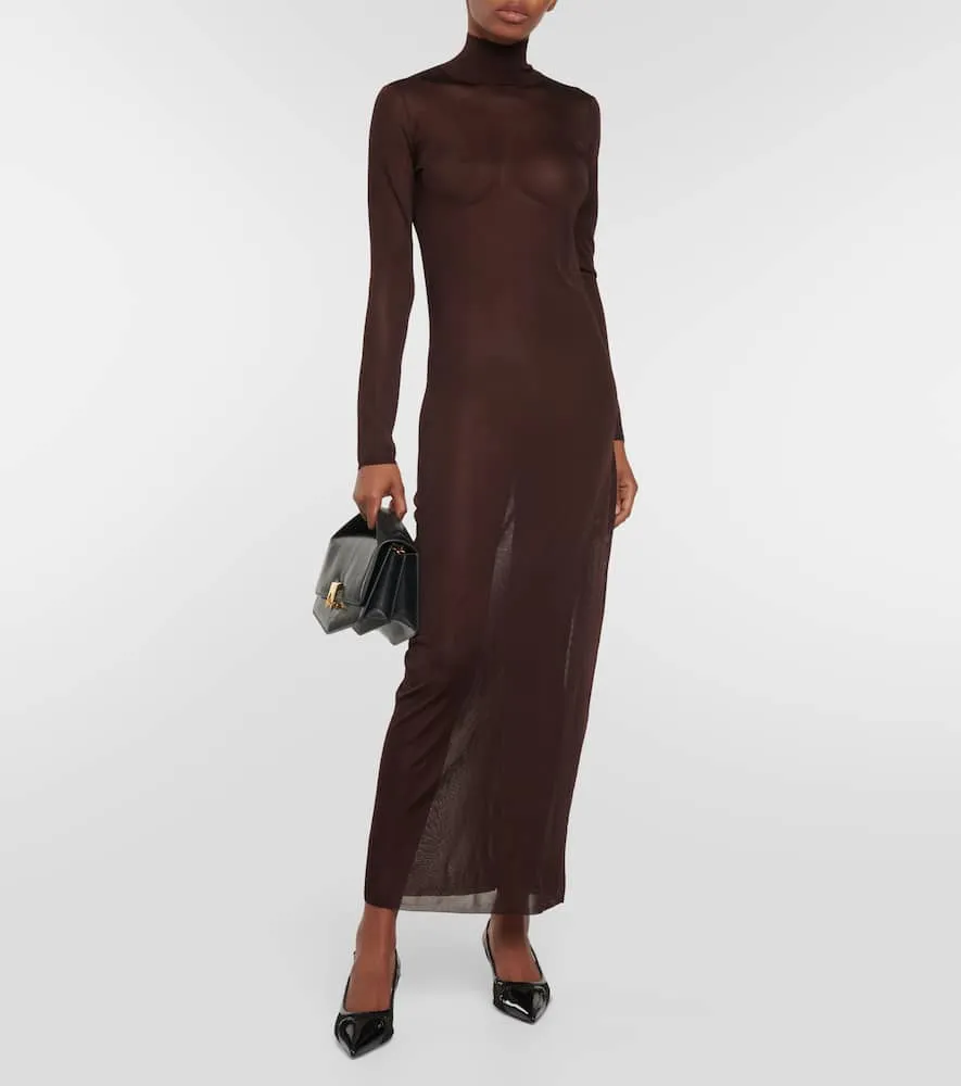 Alaia High-neck knit maxi dress