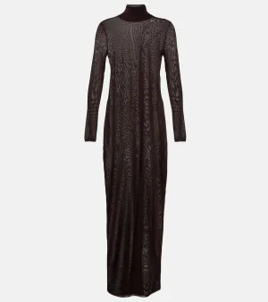 Alaia High-neck knit maxi dress