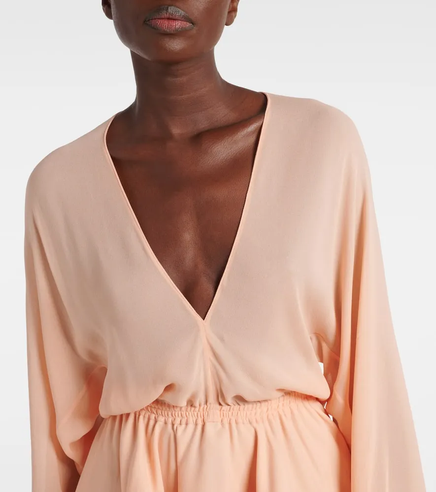 Alaia Peplum georgette maxi dress