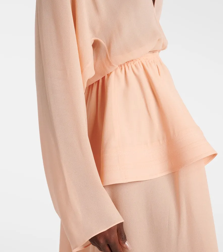 Alaia Peplum georgette maxi dress