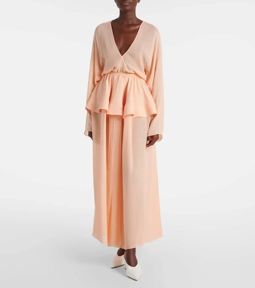 Alaia Peplum georgette maxi dress