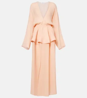 Alaia Peplum georgette maxi dress
