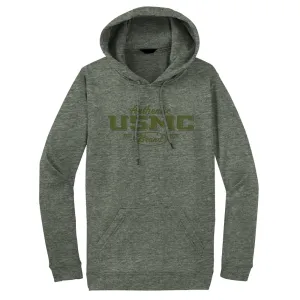 Authentic Puff USMC Adult Hoodie-Heathered Dark Green