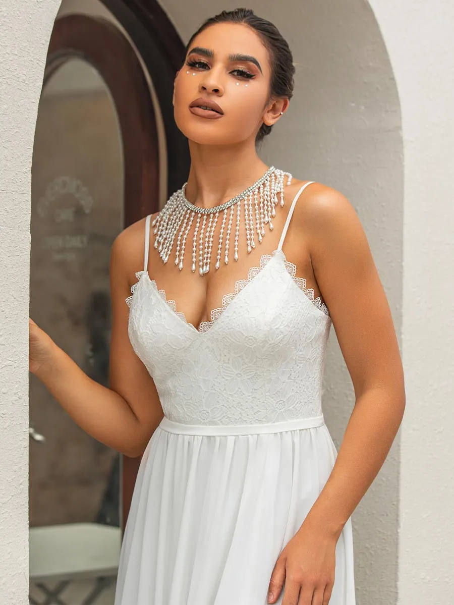 Cheap A Line Wedding Dresses Chiffon Sleeveless Casual