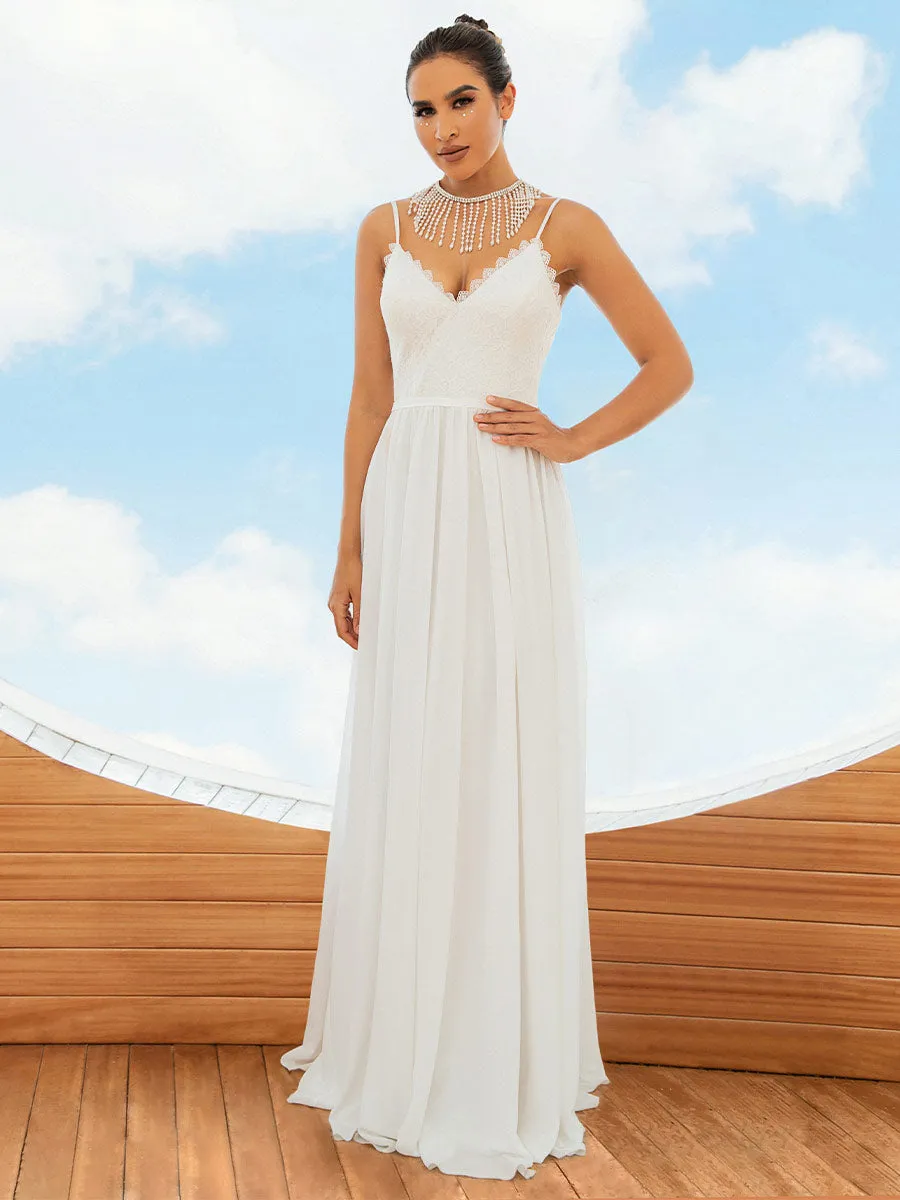 Cheap A Line Wedding Dresses Chiffon Sleeveless Casual