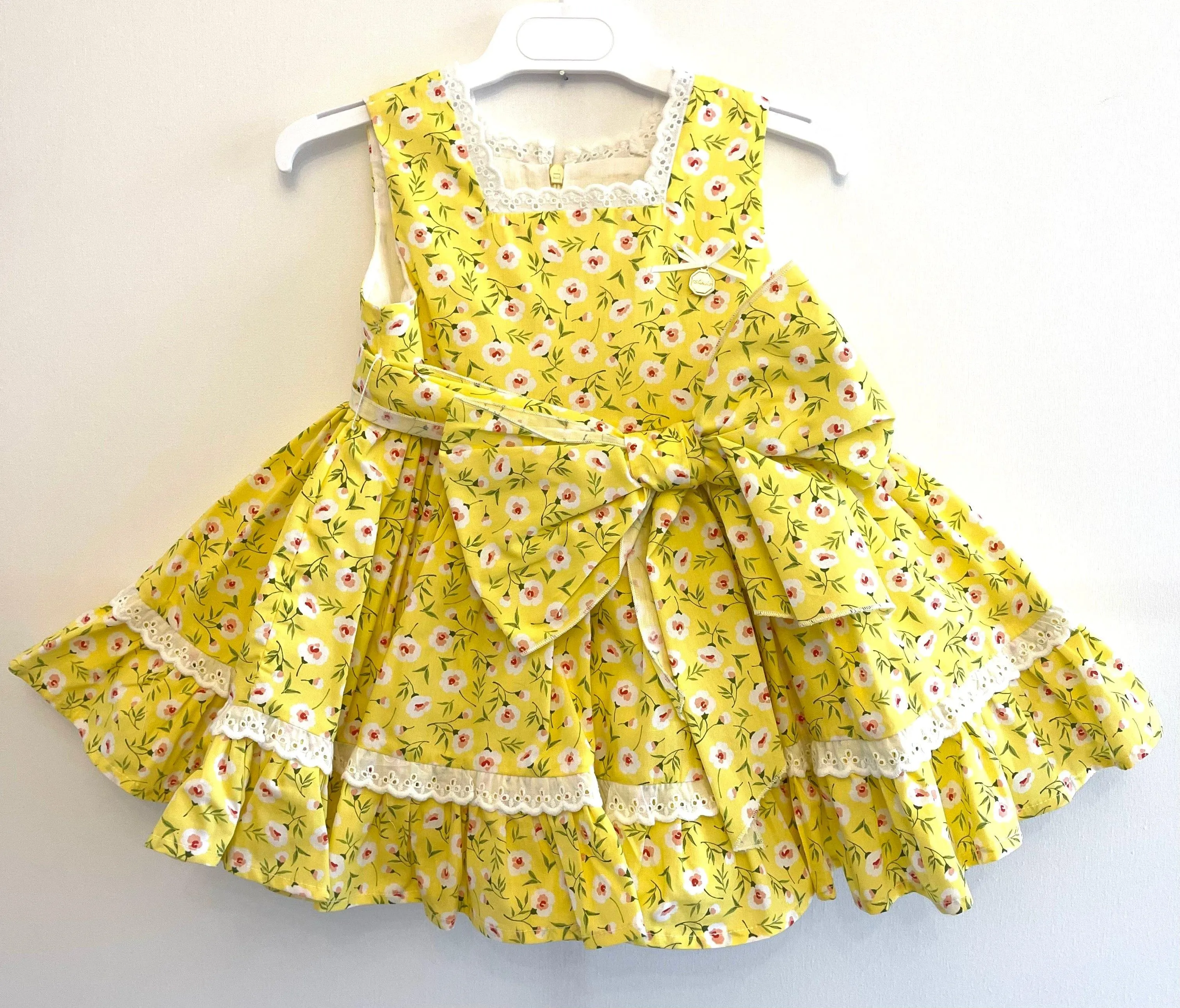 CLEARANCE SALE Alhuka - Girls Orihuela Yellow Floral Print Dress 8yr