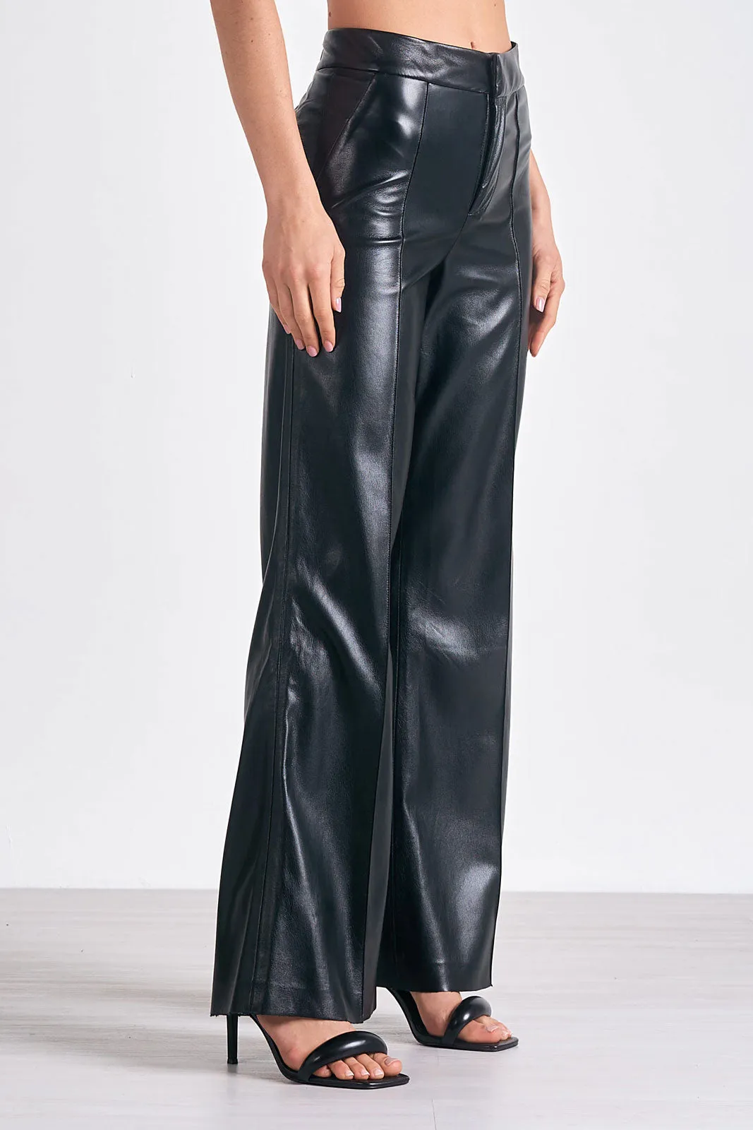 Faux leather wide leg pant fl2334