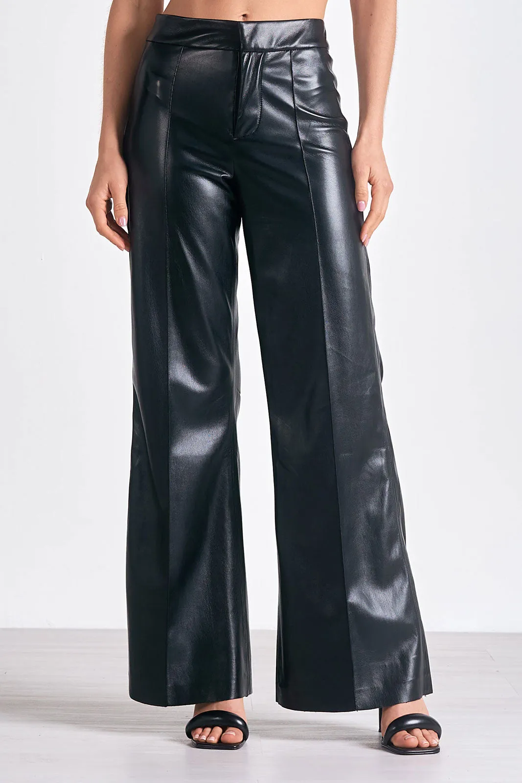 Faux leather wide leg pant fl2334