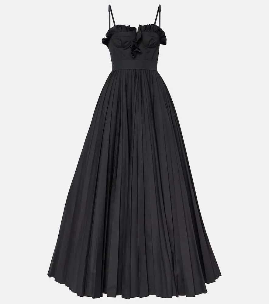 Giambattista Valli Ruched pleated cotton gown