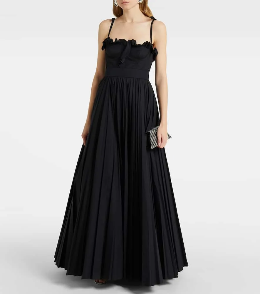 Giambattista Valli Ruched pleated cotton gown