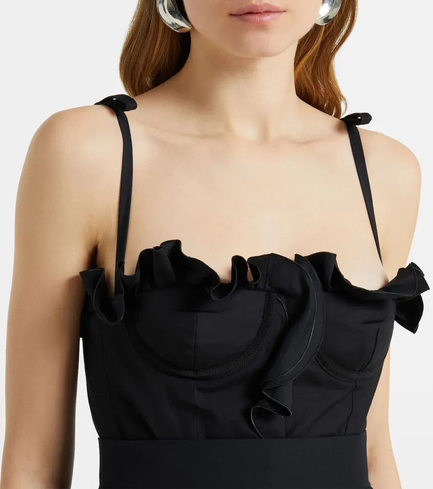 Giambattista Valli Ruched pleated cotton gown