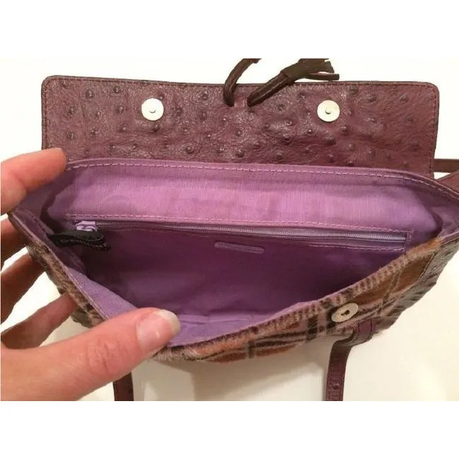 Saks Fifth Avenue Vintage Pursesdesigner Purses Purple Ostrich Leather And Plaid Pony Hair And Hobo