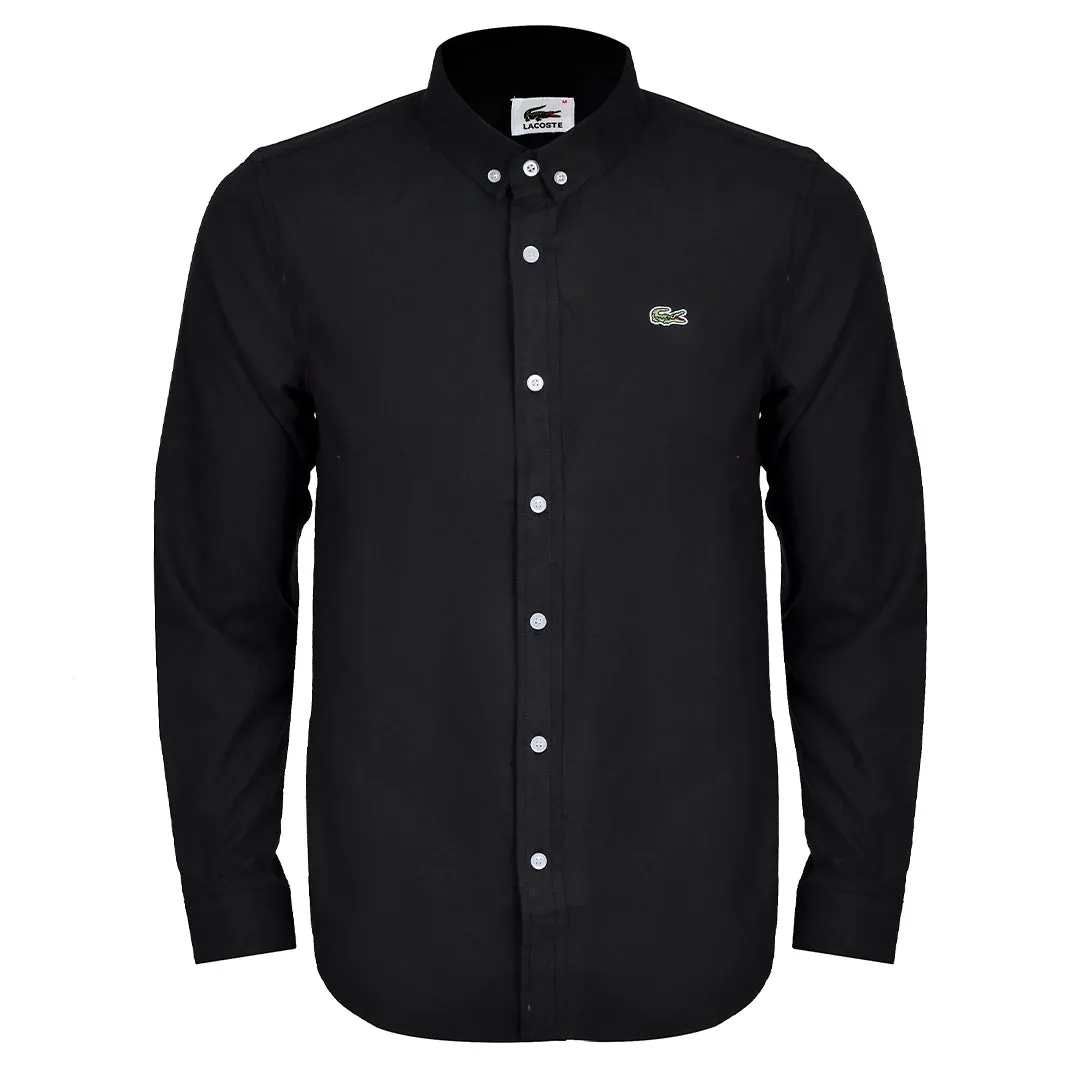 Side Logo Button Down Shirt - Black