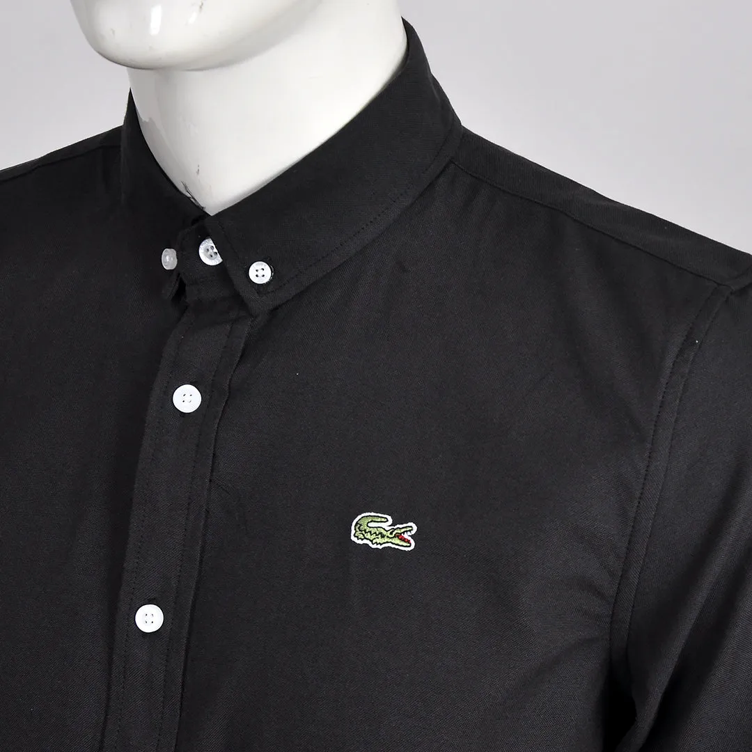 Side Logo Button Down Shirt - Black