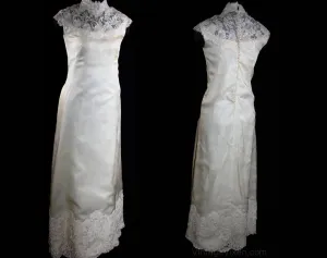 Size 4 Wedding Dress - Elegant 1960s Champagne Organza Bridal Gown with Lace & Pearls - Sleeveless Wedding Gown - NWT - Bust 32.5 - 31793-1